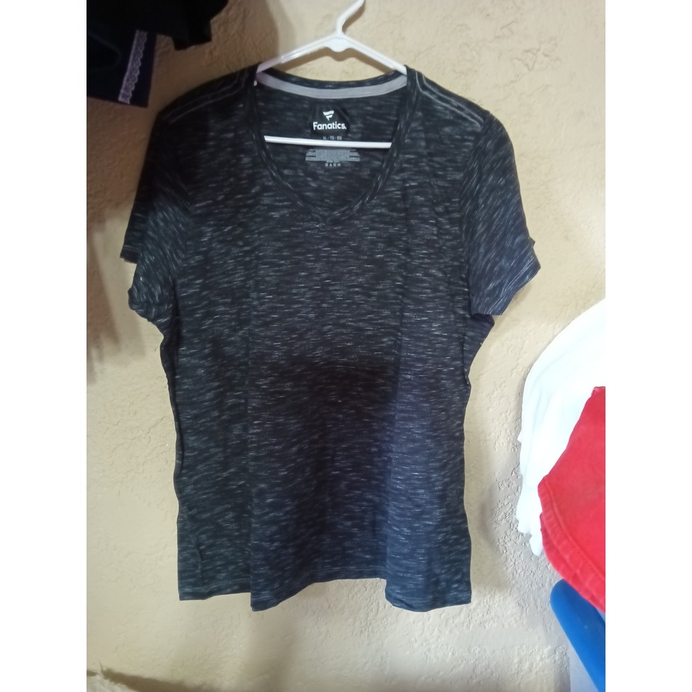 Fanatics Mens XL Space Dye V-Neck T-Shirt Charcoal Gray Short Sleeve Sport Top